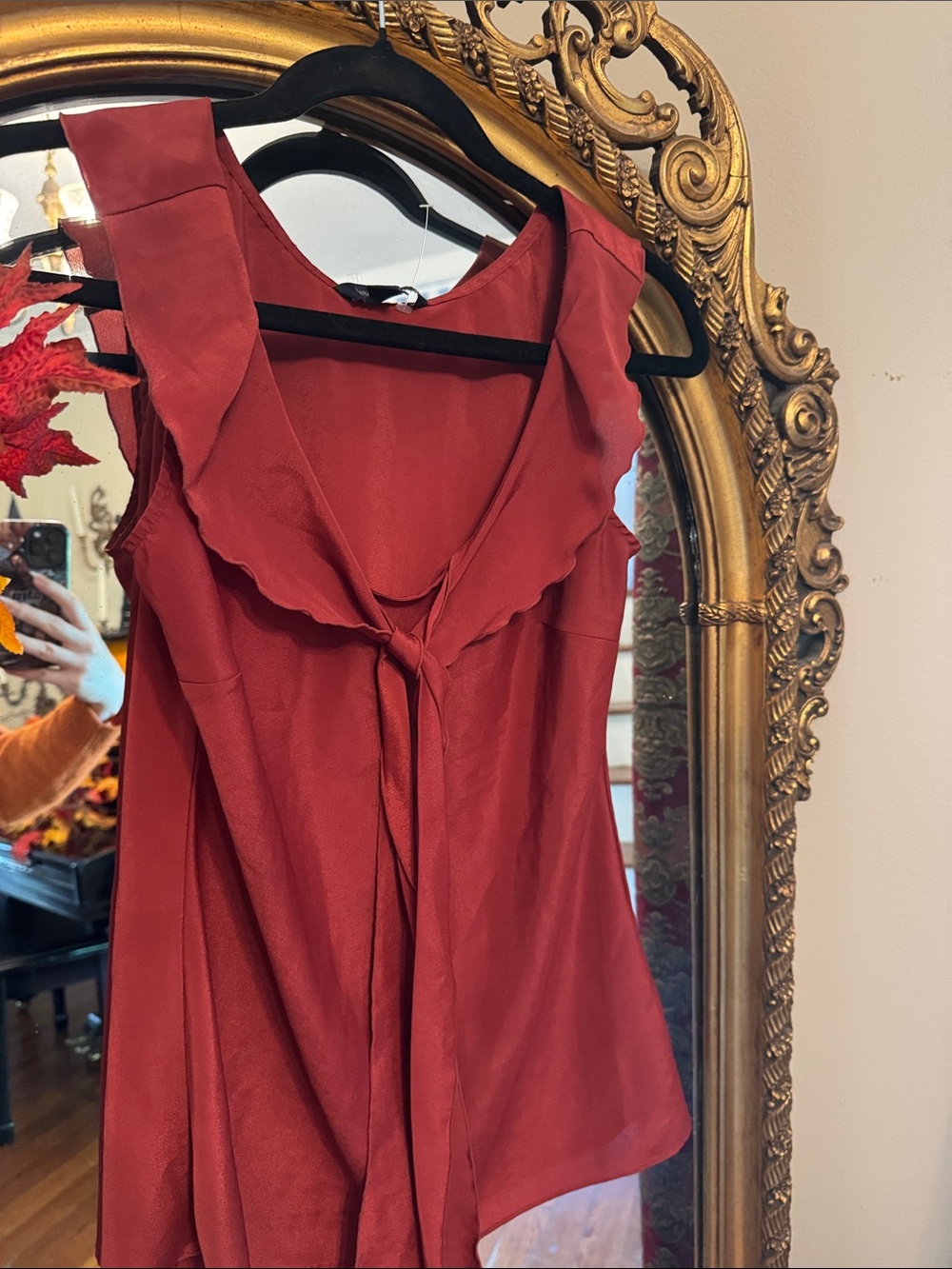 Banana Republic Rust Red Tie-Front Sleeveless Blouse